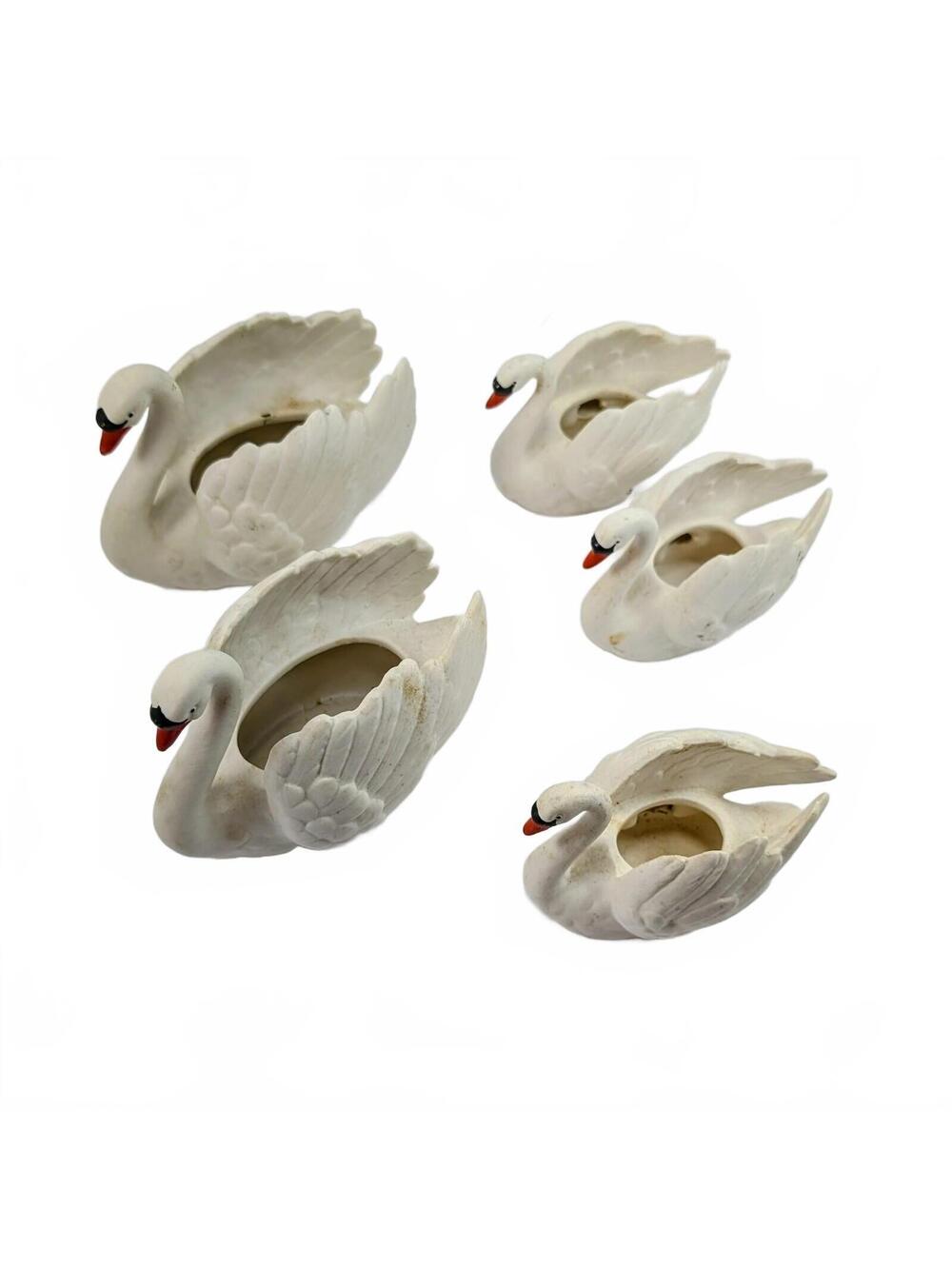 Vtg Goebel West Germany Bisque Porcelain Swans
